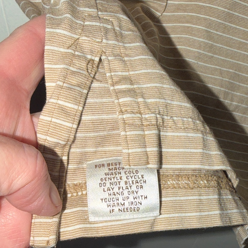 Peter Millar Striped Tan Polo Shirt Gozzer Ranch mens size M - Picture 5 of 6